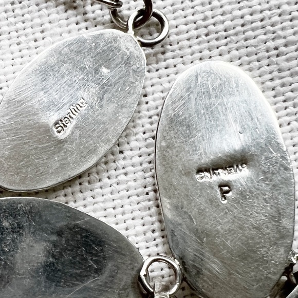 Vintage NATIVE Southwestern Malachite & Sterling Silver Shadowbox Necklace - Picture 9 of 10